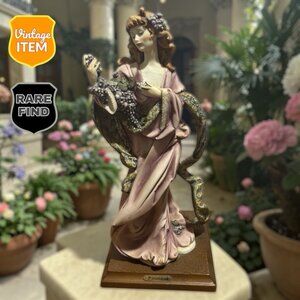 Vintage Giuseppe Armani Florence Figurine Lady with Grapes. Full Color Statue.